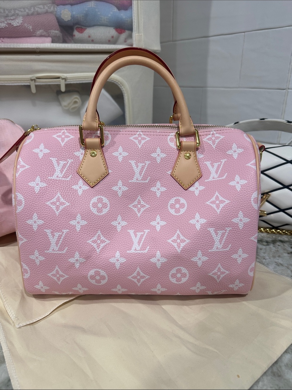 UNBRANDED Baby Pink Monogram Handbag like new